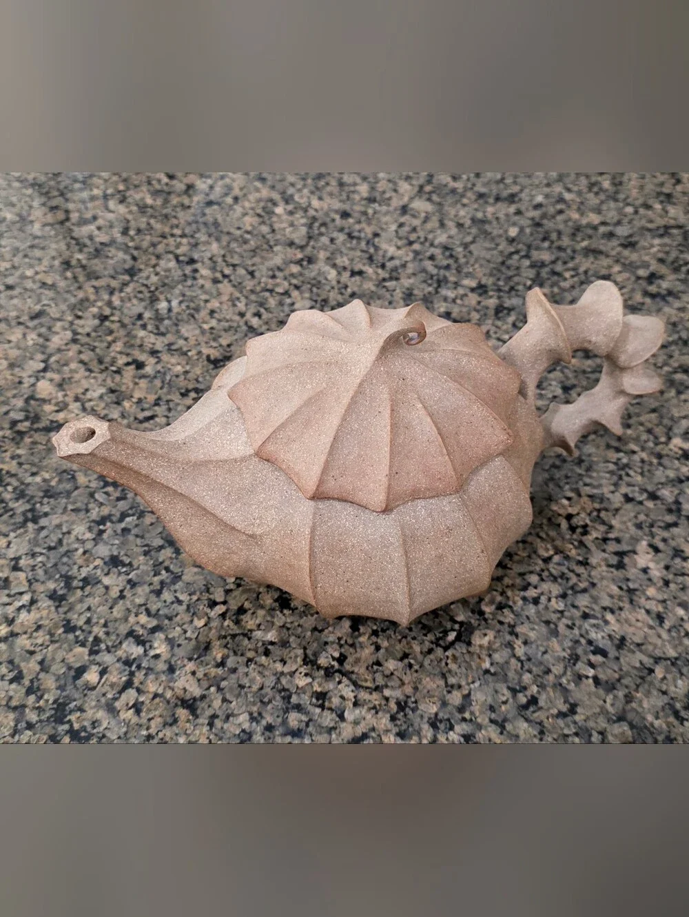 Barbara Walch Pottery Teapot Handmade Built Sculptural Functional Pumpkin Like